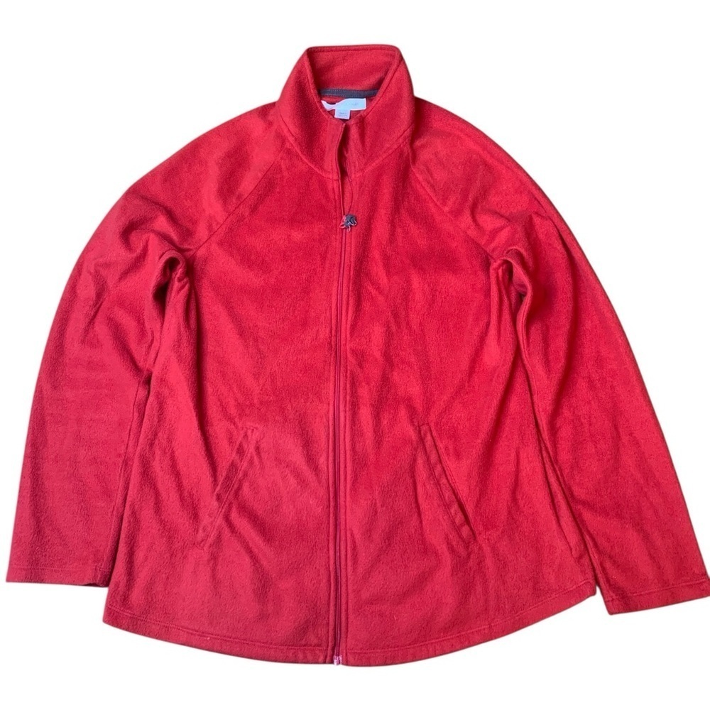 Carole Hochman Red Full-Zip Fleece Jacket S/P Small Petite Cozy Pullover